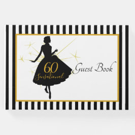 Elegant Gold Black 60th BIRTHDAY Party Gastenboek