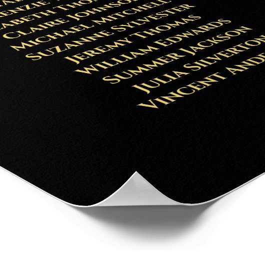 Elegant Gold & Black 8 Table Wedding Seding Chart Poster (Hoek)