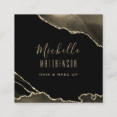 Elegant Gold Black Agate Marble Script Vierkante Visitekaartje (Voorkant)