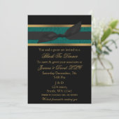Elegant Gold Black Aqua Corporate Party Invitation Kaart (Staand voorkant)