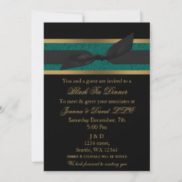 Elegant Gold Black Aqua Corporate Party Invitation Kaart