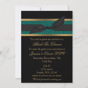 Elegant Gold Black Aqua Corporate Party Invitation Kaart