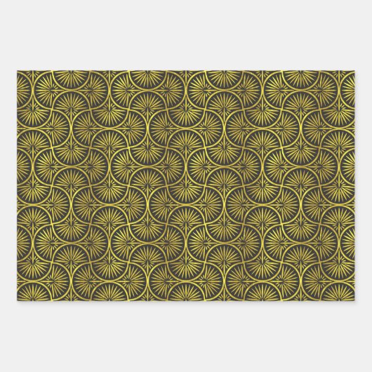 Elegant Gold Black Art Deco Fan #3 DIY BG Inpakpapier Vel (Voorkant)