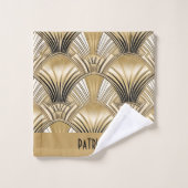 Elegant gold black art deco name bath towel set bad handdoek (Wasdoekje)