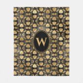 Elegant Gold Black Art Deco Shell Monogram Patroon Fleece Deken (Voorkant)