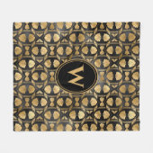Elegant Gold Black Art Deco Shell Monogram Patroon Fleece Deken (Voorkant (Horizontaal))
