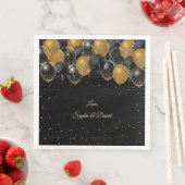 Elegant Gold Black Balloons Confetti Wedding Servet (Insitu)