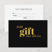 Elegant Gold & Black Beauty Salon Gift Certificate (Voorkant / Achterkant)