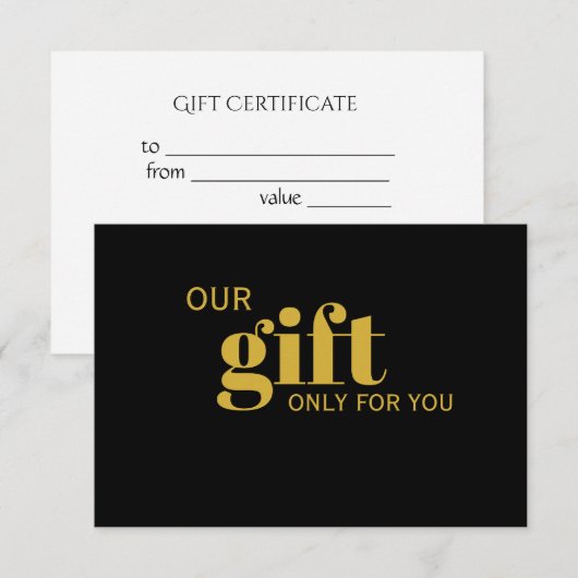 Elegant Gold & Black Beauty Salon Gift Certificate (Voorkant / Achterkant)