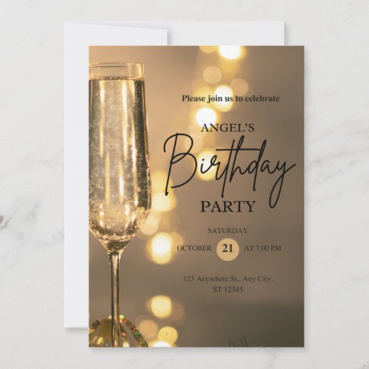 Elegant Gold Black Birthday Invitation Save The Date (Voorkant)