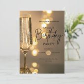 Elegant Gold Black Birthday Invitation Save The Date (Staand voorkant)
