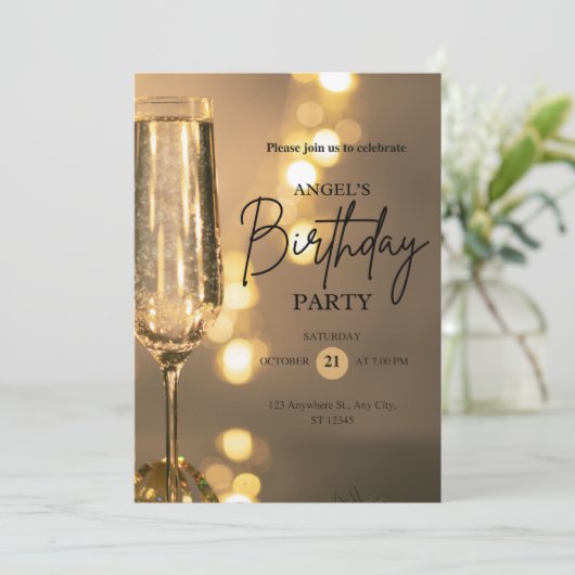 Elegant Gold Black Birthday Invitation Save The Date (Staand voorkant)