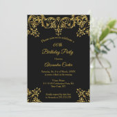 Elegant  Gold Black Birthday Party Kaart (Staand voorkant)