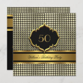 Elegant Gold Black Birthday Party Mannen Man Kaart (Voorkant / Achterkant)