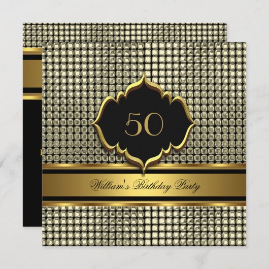 Elegant Gold Black Birthday Party Mannen Man Kaart (Voorkant / Achterkant)
