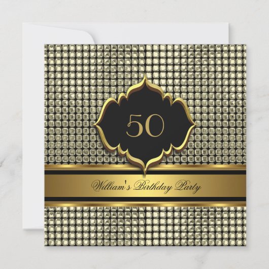 Elegant Gold Black Birthday Party Mannen Man Kaart (Voorkant)