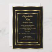 Elegant Gold Black Birthday Party Modern Kaart (Voorkant)