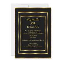 Elegant Gold Black Birthday Party Modern