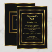 Elegant Gold Black Birthday Party Modern Kaart (Voorkant / Achterkant)