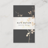 Elegant Gold Black Branch Interior Designer Visitekaartje (Voorkant)
