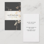 Elegant Gold Black Branch Interior Designer Visitekaartje (Voorkant / Achterkant)