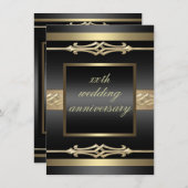 Elegant Gold/Black bruiloft Uitnodiging (Voorkant / Achterkant)