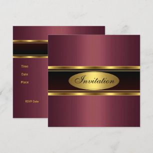 Elegant Gold Black Burgundy Birthday Party Kaart