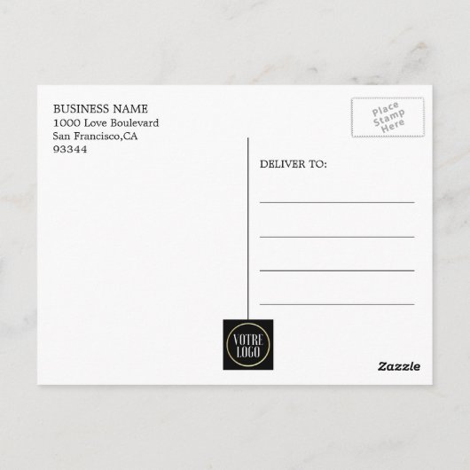 Elegant Gold Black Business w / LOGO - BEDANKT Briefkaart (Achterkant)