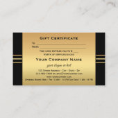 Elegant Gold Black Cadeaubon Sjabloon Kortingskaartje (Achterkant)