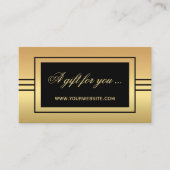 Elegant Gold Black Cadeaubon Sjabloon Kortingskaartje (Voorkant)