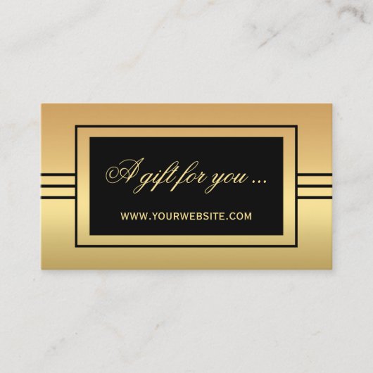 Elegant Gold Black Cadeaubon Sjabloon Kortingskaartje (Voorkant)