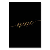 Elegant Gold Black Calligrafie Nine Table Number Kaart (Achterkant)