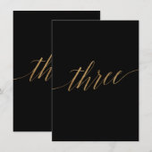 Elegant Gold Black Calligrafie Tabel nummer drie Kaart (Voorkant / Achterkant)