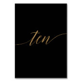 Elegant Gold Black Calligrafie Tien tabelnummer Kaart (Achterkant)