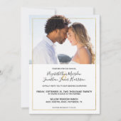 Elegant Gold Black Calligraphy Photo Wedding Kaart (Voorkant)