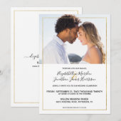 Elegant Gold Black Calligraphy Photo Wedding Kaart (Voorkant / Achterkant)