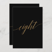 Elegant Gold Black Calligraphy Table Number acht Kaart (Voorkant / Achterkant)