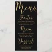 Elegant Gold & Black Calligraphy Wedding Menu (Voorkant)
