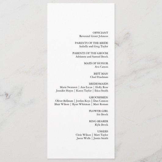 Elegant Gold & Black Calligraphy Wedding Programmakaart (Achterkant)