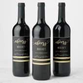 Elegant Gold Black Cheers Birthday Wine Label Wijn Etiket (Flessen)