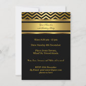 Elegant Gold Black Chevron Birthday Party Kaart (Achterkant)