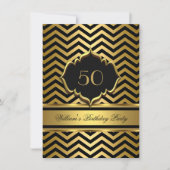 Elegant Gold Black Chevron Birthday Party Kaart (Voorkant)
