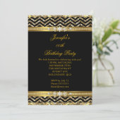 Elegant Gold Black Chevron Diamond Birthday 2 Kaart (Staand voorkant)