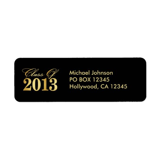 Elegant Gold / Black Class of 2013 Labels (Voorkant)