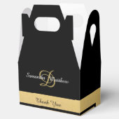 Elegant Gold Black Colour Monogram Initialen Bedankdoosjes (Geopend)