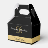 Elegant Gold Black Colour Monogram Initialen Bedankdoosjes (Voorkant Zijde)