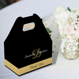Elegant Gold Black Colour Monogram Initialen Bedankdoosjes