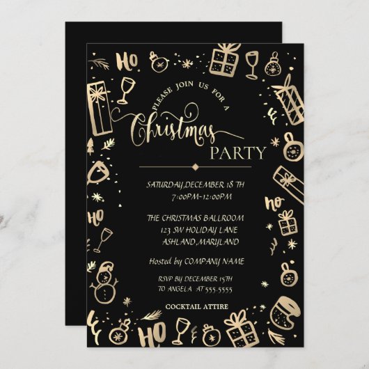 Elegant Gold Black Company kerst Kaart (Voorkant / Achterkant)