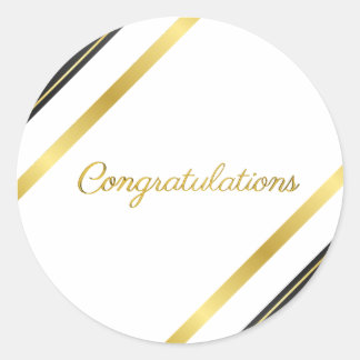 Elegant Gold & Black Congratulations - Celebration Ronde Sticker