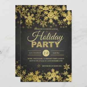 Elegant Gold & Black Corporate Kerstparty Kaart